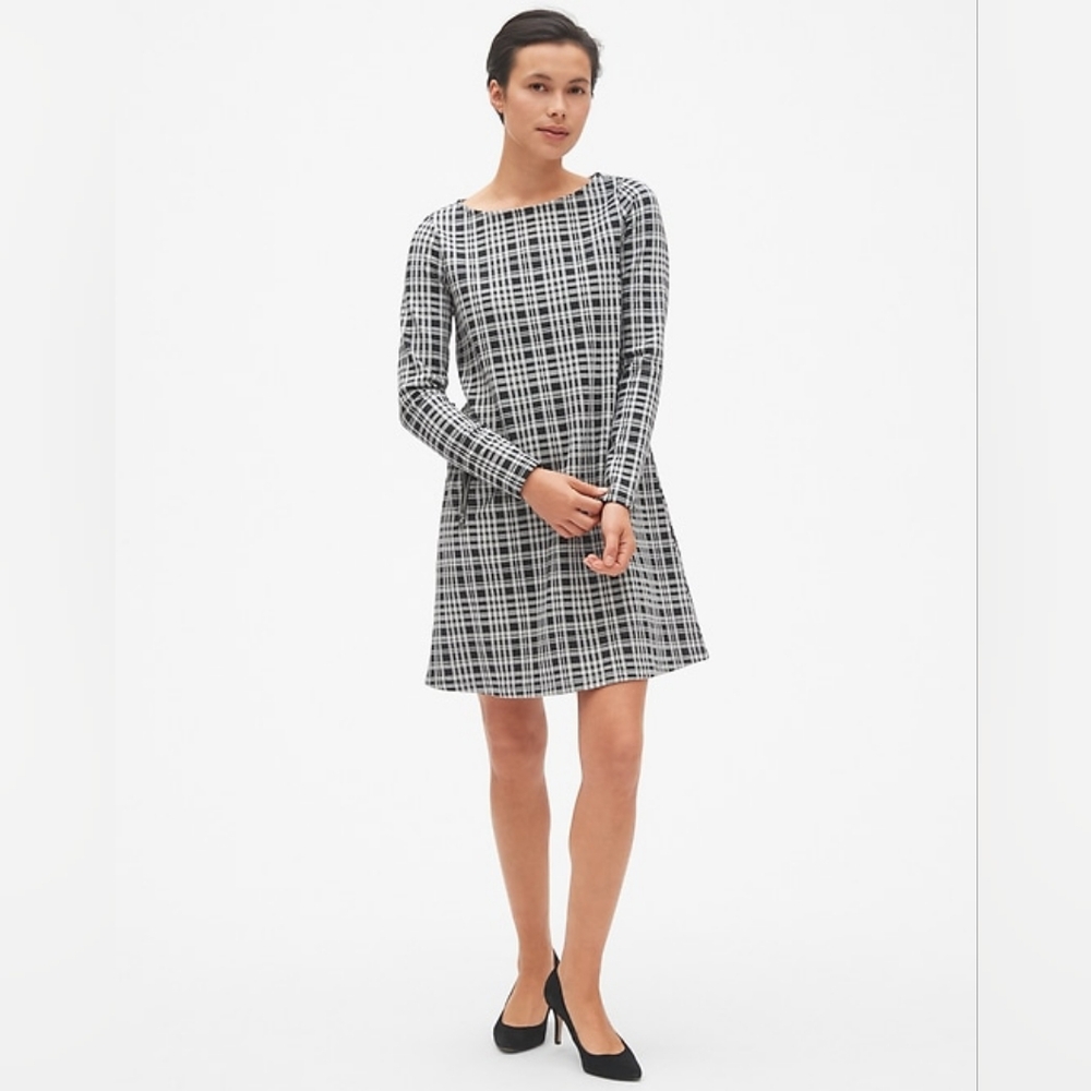 Gap houndstooth zip pocket A-line dress size small